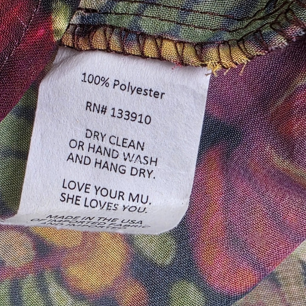 Show Me Your Mumu Blouse Small Boho Bell Sleeve Sheer Floral Kaleidoscope Top - Picture 4 of 8